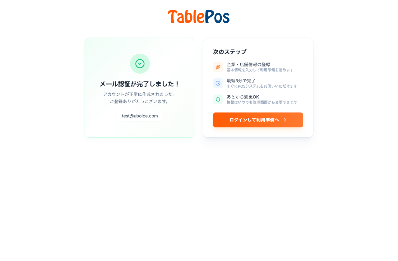 認証完了画面 - 全体
